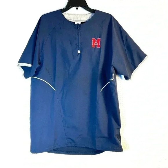 Russell Athletic M Short Sleeve Quarter Zip Practice Jersey Windbreaker Blue - Picture 1 of 12